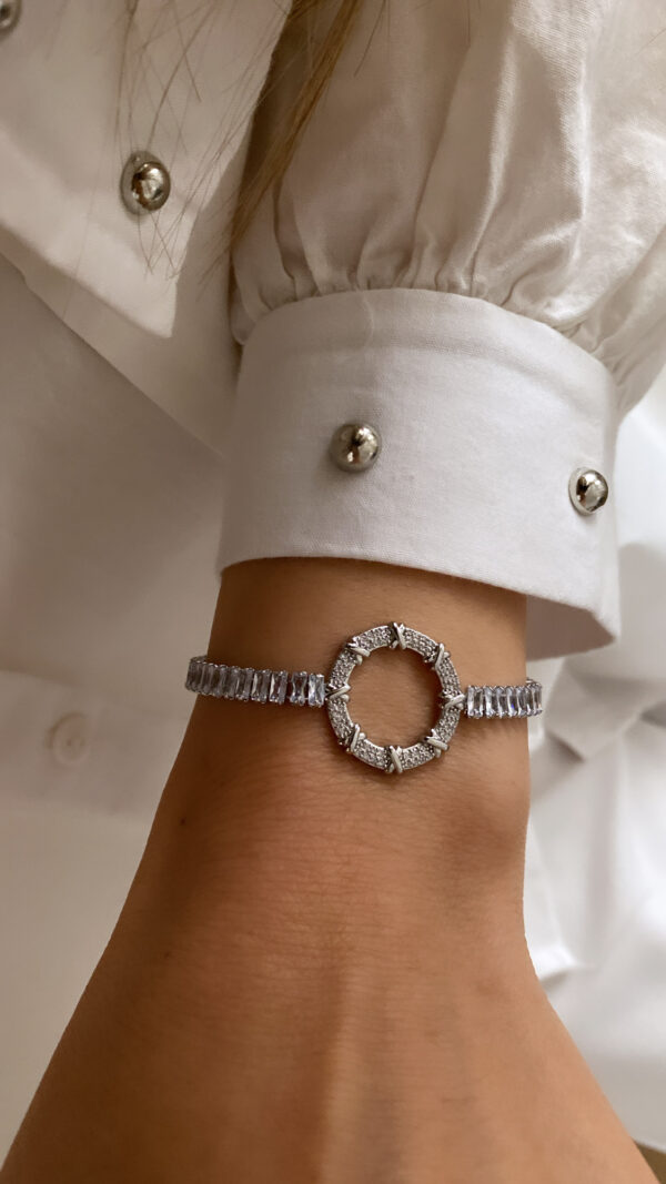 XoXo Baget Taşlı Halka Silver Çelik Bileklik