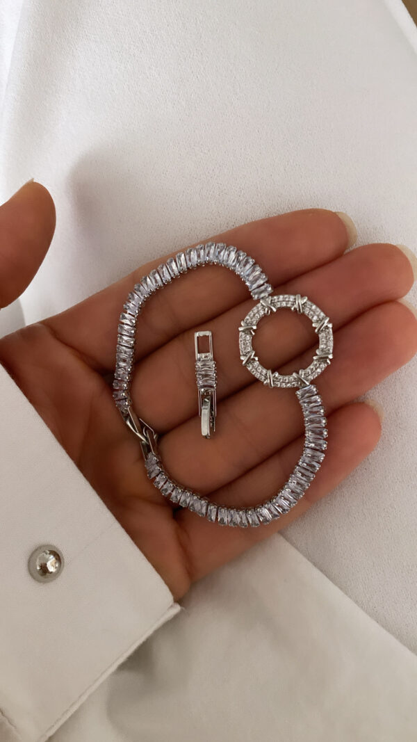 XoXo Baget Taşlı Halka Silver Çelik Bileklik - Görsel 2