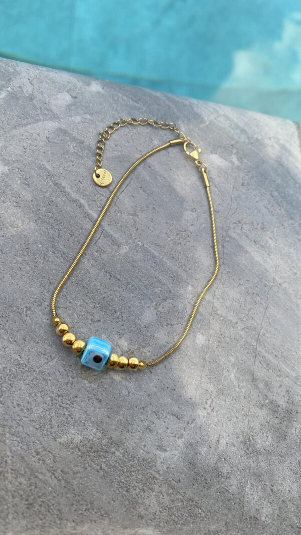 Topçuk Göz Detay Gold Çelik Halhal - Görsel 2