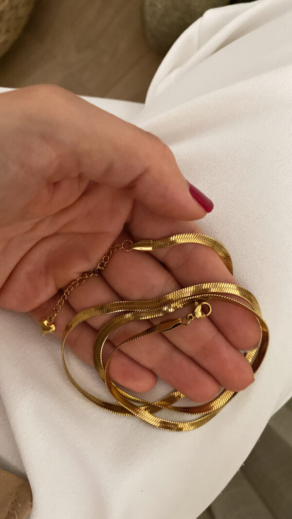 Damla Detay Örgü Zincir - Kutup Yıldız Model - İtalyan Zincir Gold Çelik Kolyeler - Görsel 4