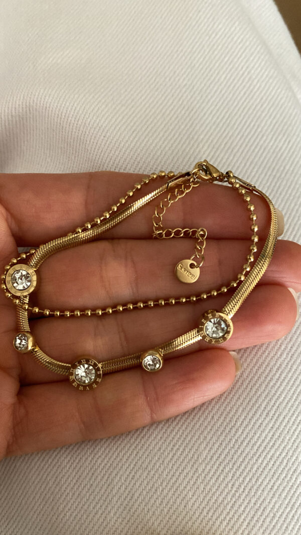 Tasarım Kelepçe - İkili Model - Zincir Model Gold Çelik Bileklikler - Görsel 3