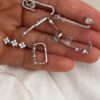Tektaş Model - Çiçek Taş Model - Damla Taş Model Silver Çelik Küpeler
