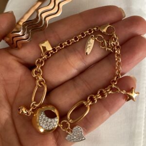 Kelepçe - Figürlü Tasarım Zincir Rose Çelik Bileklikler