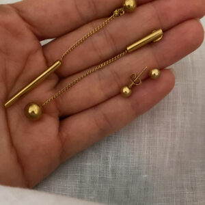 Sallantılı Topçuk Model - Topçuk Model Gold Çelik Küpeler