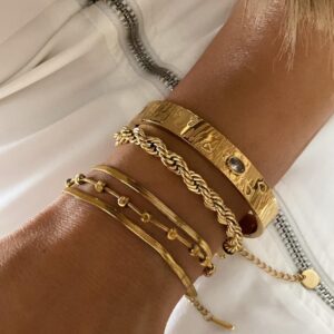 Tektaş Kelepçe - Burgu Model - Üçlü Topçuk İtalyan Zincir Gold Çelik Bileklikler