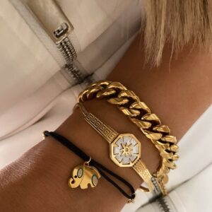 Zincir Model - Kutup Yıldız Sedefli Model - Bereket Model Gold Çelik Bileklikler (Kopya)