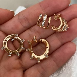 Güneş Model - Üçlü Model Rose Çelik Küpeler