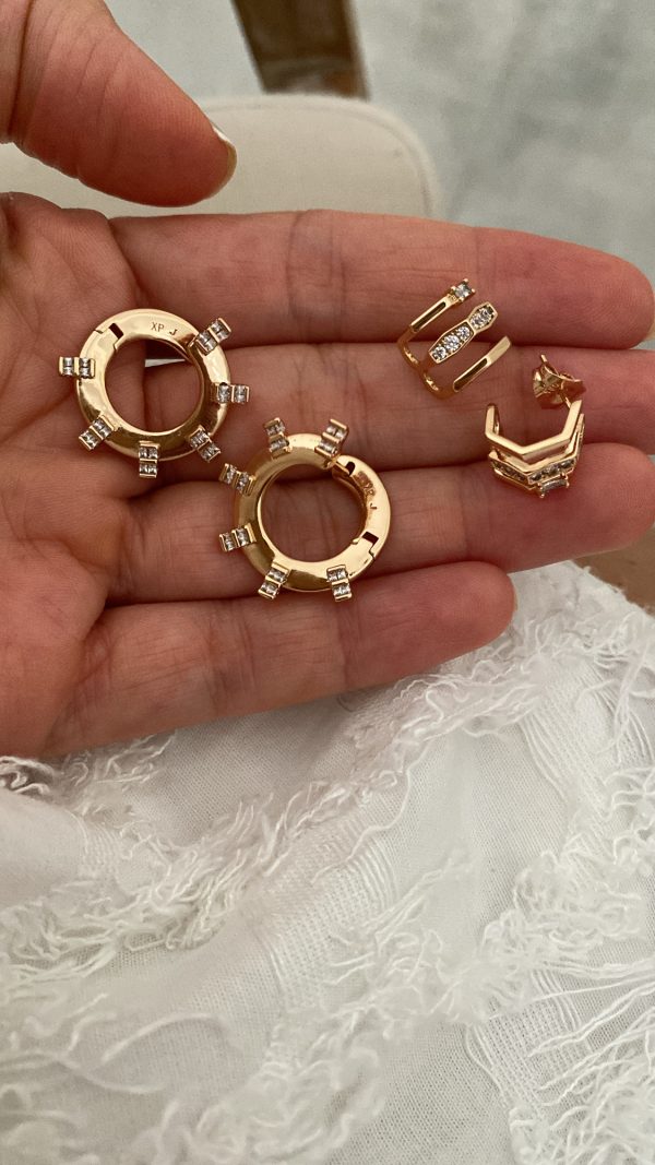 Güneş Model - Üçlü Model Rose Çelik Küpeler - Görsel 4