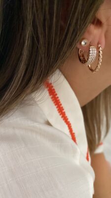 Taşlı Elips Model - Taşlı Halka Model - Tektaş Çelik Küpeler