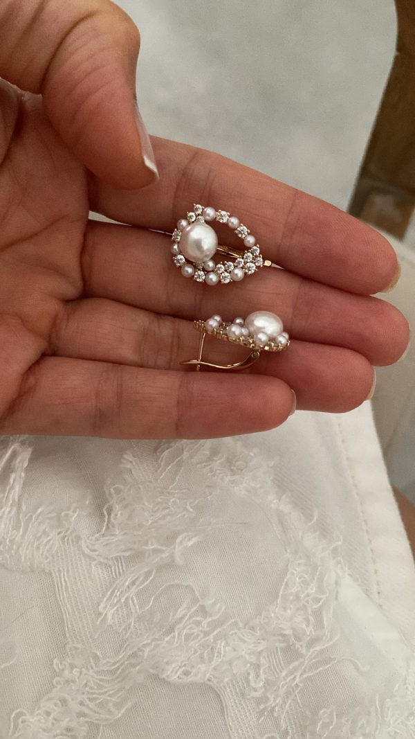 Barok İnci Taşlı Çelik Küpe