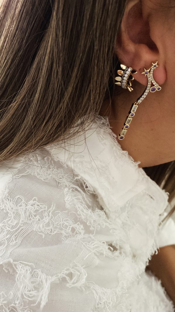 Yıldız Model - Tasarım Halka Rose Çelik Küpeler - Görsel 3