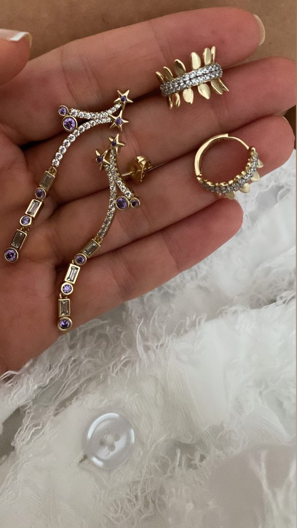 Yıldız Model - Tasarım Halka Rose Çelik Küpeler - Görsel 2