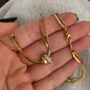 Alternative view of Taşlı Kısa Model - Figürli Zincir Model - İtalyan Zincir Plaka Model Gold Çelik Kolyeler