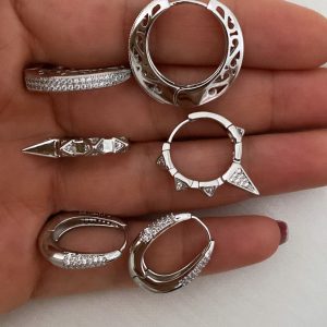 İşlemeli Halka Model - Tasarım Model - Sepet Model Silver Çelik Küpeler