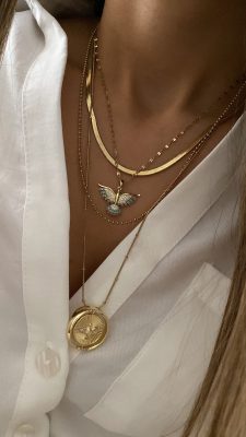 İtalyan Zincir Model - Kuş Model - Topçuk Model - Uzun Tasarım Gold Çelik Kolyeler