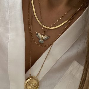 İtalyan Zincir Model - Kuş Model - Topçuk Model - Uzun Tasarım Gold Çelik Kolyeler