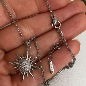 Alternative view of Kısa İtalyan Zincir Model - Kısa Güneş Model - Uzun Güneş Model - Uzun İtalyan Zincir Silver Çelik Kolyeler