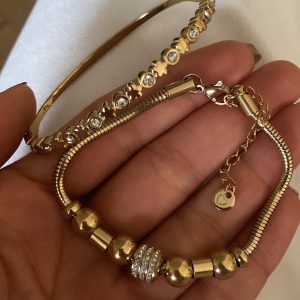 Alternative view of Yıldız Kelepçe - İkili Model - PNDR Model Gold Çelik Bileklikler