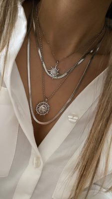 Kısa İtalyan Zincir Model - Kısa Güneş Model - Uzun Güneş Model - Uzun İtalyan Zincir Silver Çelik Kolyeler