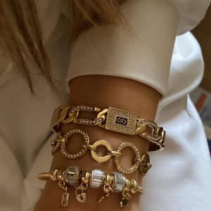 Zincir Kelepçe - Halka Model - PNDR Model Gold Çelik Bileklikler