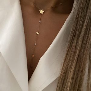 Yıldız Taşlı Y Zincir Kolye