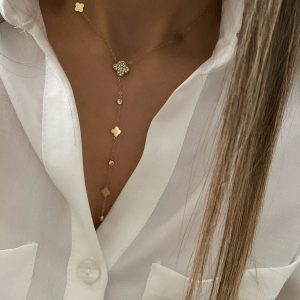 Taşlı Detay Y Zincir Kolye