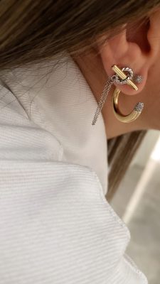 CC Model - Zincir Model Gold İthal Küpeler