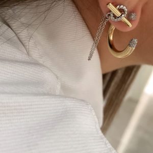 CC Model - Zincir Model Gold İthal Küpeler