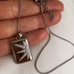 Alternative view of Zincir Model - Güneş Model - İtalyan Zincir Model - Uzun Turkuaz Silver Çelik Kolyeler