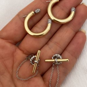 Alternative view of CC Model - Zincir Model Gold İthal Küpeler