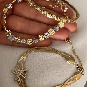 Alternative view of Kalp Taşlı Kelepçe - Deniz Yıldız Model - Ezme Pullu Model Çelik Bileklikler