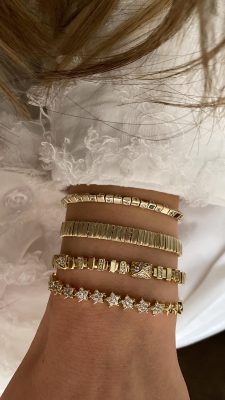 Geo Model - Hasır Model - Taşlı X Model - Taşlı Yıldız Gold Çelik Bileklik