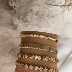 Geo Model - Hasır Model - Taşlı X Model - Taşlı Yıldız Gold Çelik Bileklik