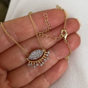 Alternative view of Ezme Tasarım Model - Minimal Göz Model - Tasarım Sallantılı Model özel seri ithal Kolyeler