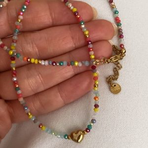 Alternative view of Renkli Kalp Model - İstiridye Model - İtalyan Zincir Kalp Model Çelik Kolyeler