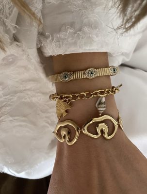 Taşlı Kelepçe - Deniz Figürlü Model - Tasarım Model Çelik Bileklikler