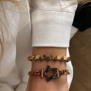 Kelepçe - Renkli Yıldız Zincir Rose Çelik Bileklikler