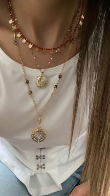 Kırmızı Pullu Model - Madalyon Model - TasarımUzun Model özel seri ithal Kolyeler