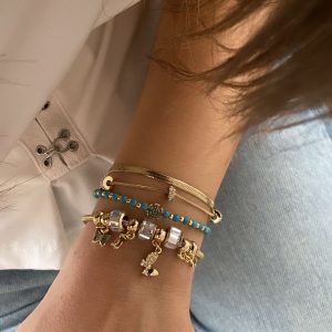 Taşlı Geo Kelepçe - Halka Model - PNDR Figürlü Gold Çelik Bileklikler (Kopya)