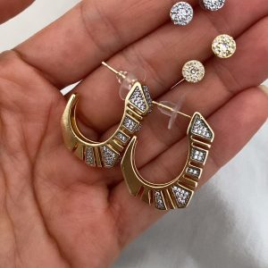 Tasarım Taşlı Model - Silver Daire Model - Gold Daire Model Çelik Küpeler
