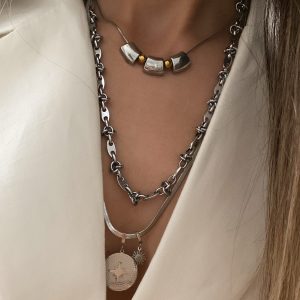 Tasarım Kolye - Düğüm Zincir Model - Güneş Figür İtalyan Zincir Çelik Kolyeler