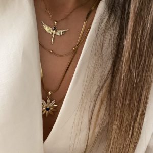 Melek Model - Topçuk Model - Çiçek Model - Kıl Model Gold Çelik Kolyeler - Görsel 6