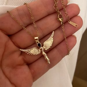 Alternative view of Melek Model - Topçuk Model - Çiçek Model - Kıl Model Gold Çelik Kolyeler