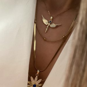 Melek Model - Topçuk Model - Çiçek Model - Kıl Model Gold Çelik Kolyeler