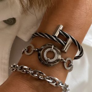 Burgu T Kelepçe - Halka Model Bileklik - Zincir Çelik Bileklikler